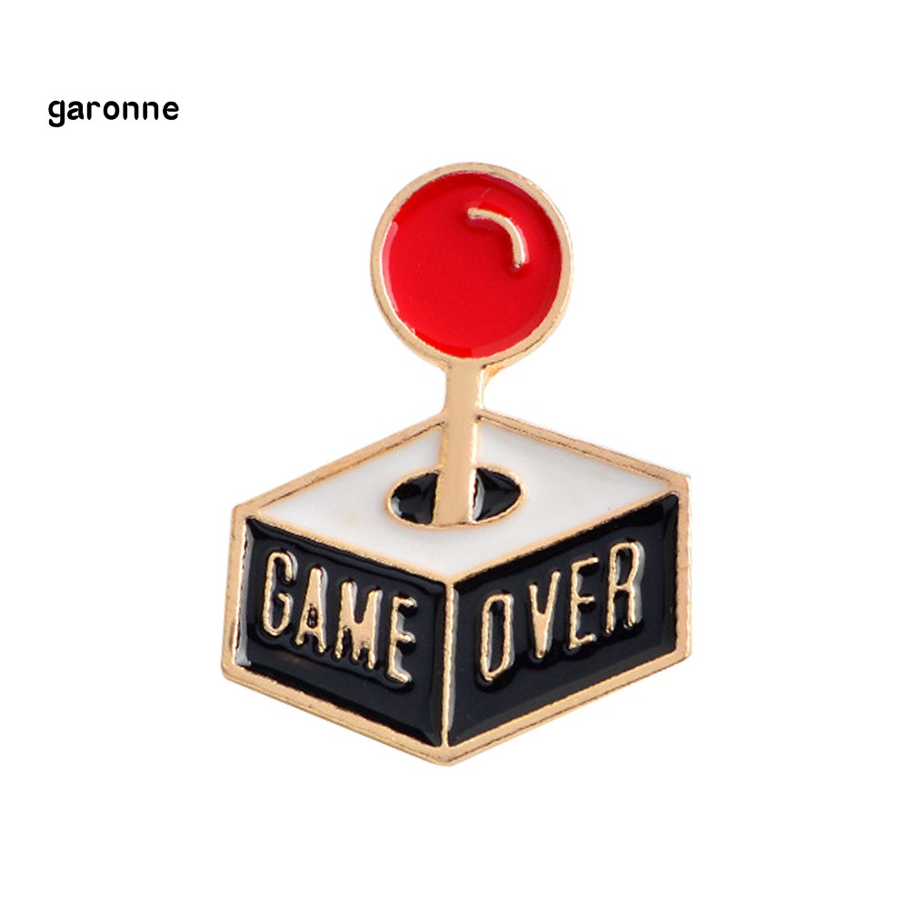GA_Game Over Joystick Alloy Enamel Brooch Pin Jeans Coat Collar Jewelry Badge Decor