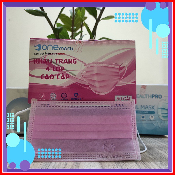 [FreeShip] [Combo 3 hộp ] Khẩu trang y tế 4 lớp Thái Tường - Hộp 50 Cái - Xanh - Xám - Hồng - Trắng