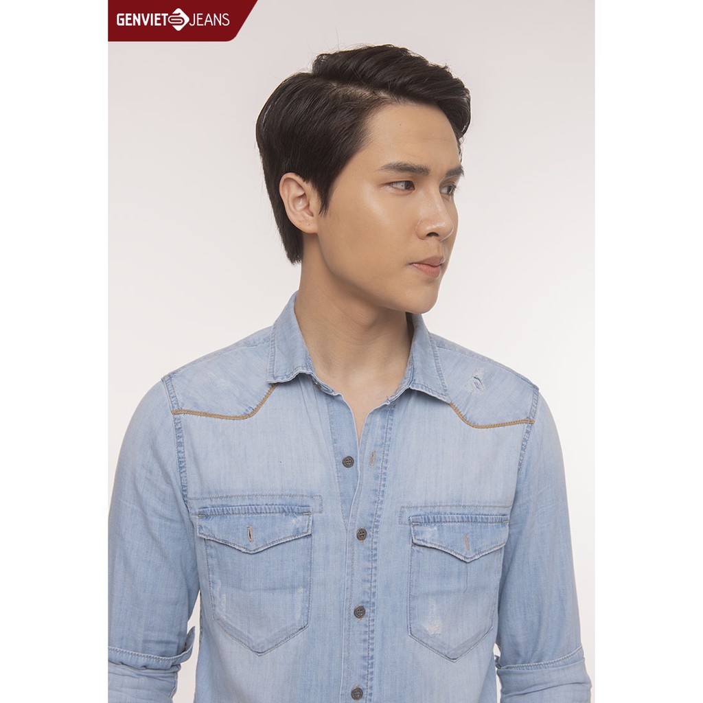  Áo Sơmi Jeans Dài Tay Nam T3121J806 GENVIET | BigBuy360 - bigbuy360.vn