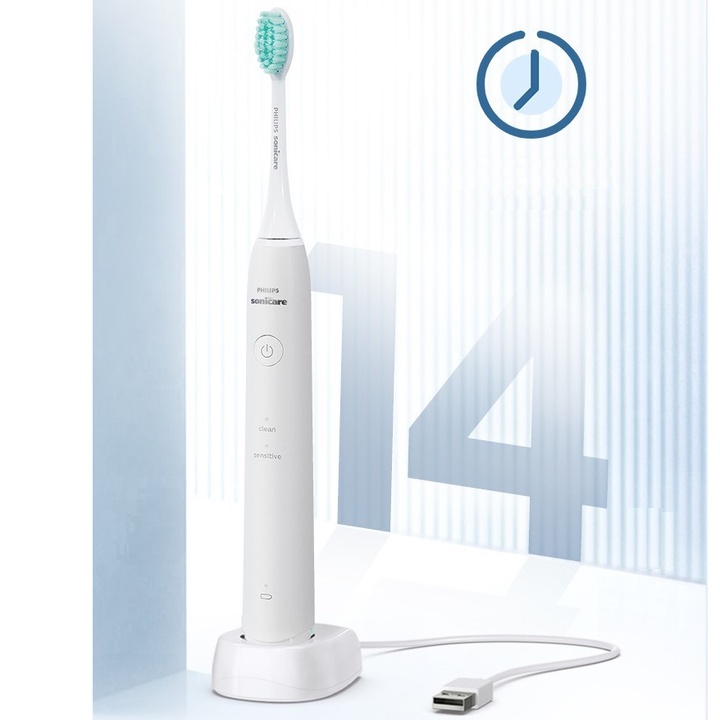 Bàn chải đánh răng điện Philips HX2421 - Công suất: 2W - 2 chế độ làm việc: Clean, Sensitive