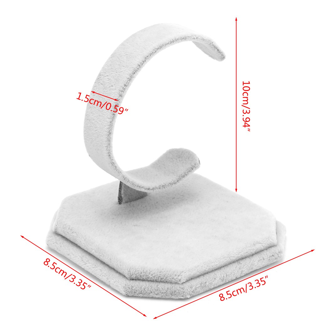 Giá đỡ trưng bày đồng hồ / vòng  đeo tay chữ C vải nhung màu trắng / đen tùy chọn