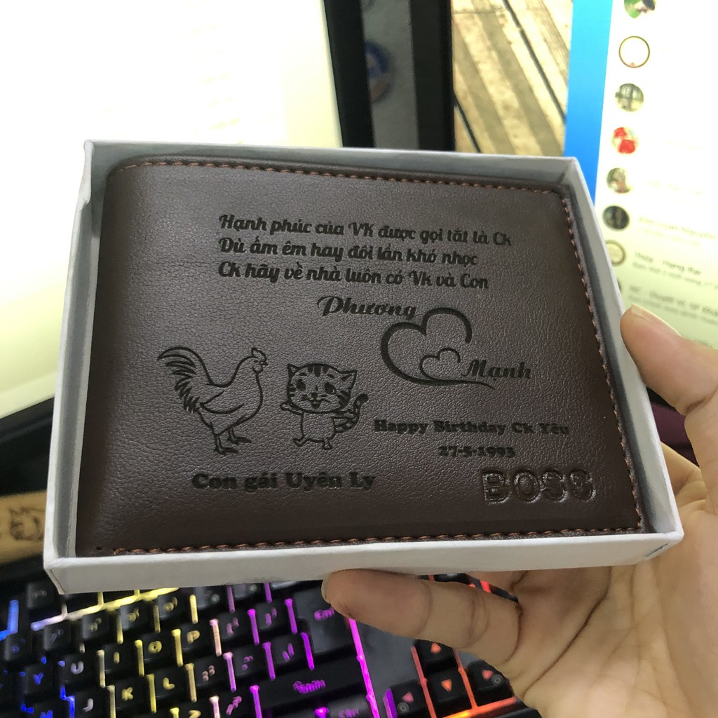 Ví da nam khắc theo yêu cầu - Khắc tên của bạn theo yêu cầu