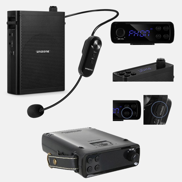 Máy trợ giảng Unizone U2 chính hãng Hàn Quốc, Máy trợ giảng không dây công suất 30W không hú rít Pin khỏe có Bluetooth