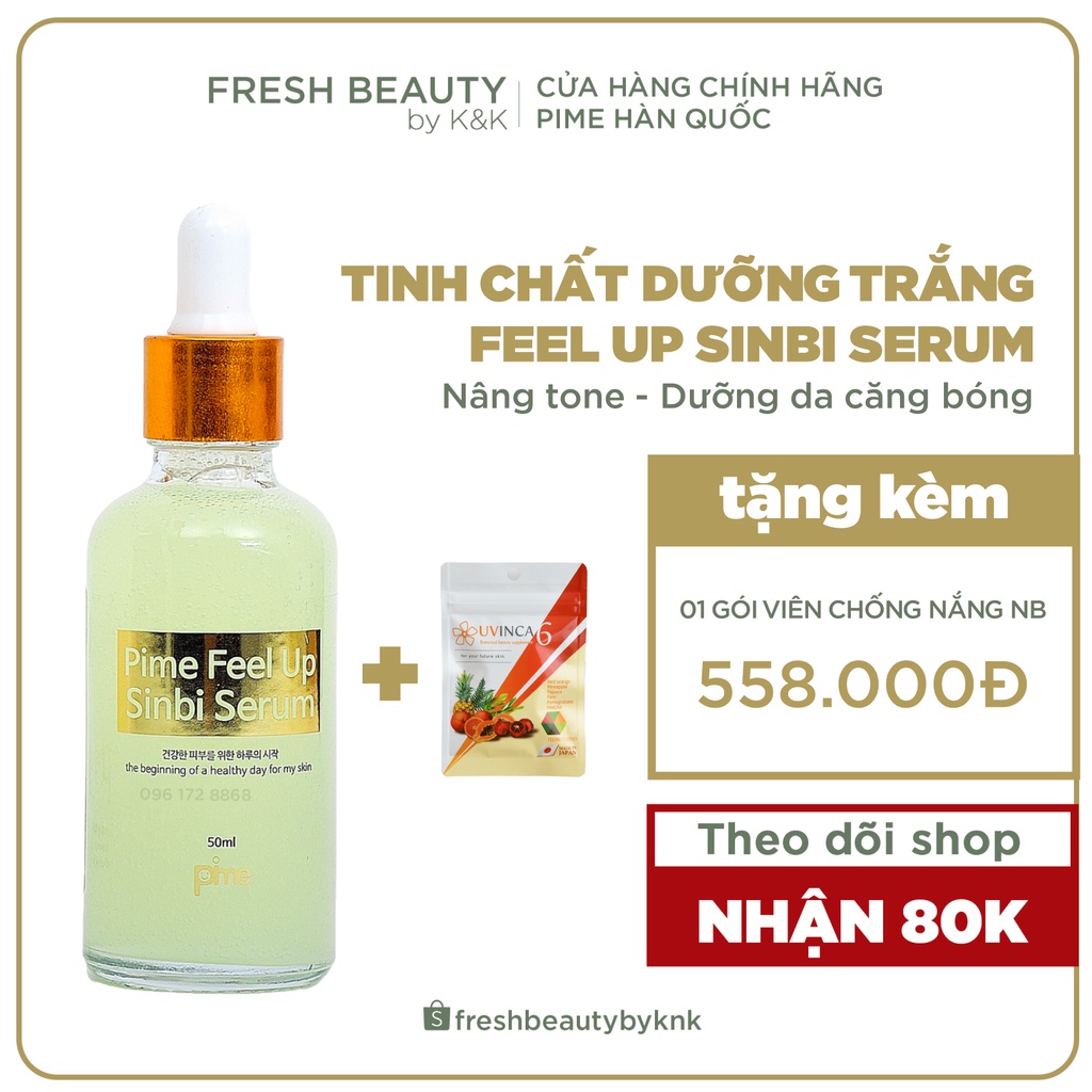 Tinh chất dưỡng trắng serum mờ thâm nám, tàn nhang, dưỡng căng bóng làm đều màu da, chống lão hóa Pime Sinbi Serum 50ml