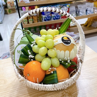 Giỏ lẵng mây đóng quả hình tròn