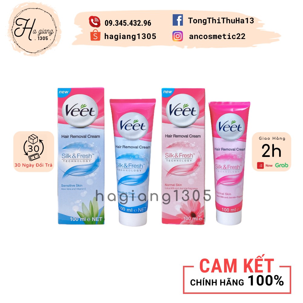 Kem tẩy lông triệt lông Veet Pháp 100ml dùng được cho da nhạy cảm, da yếu, không rát, không gây đỏ da