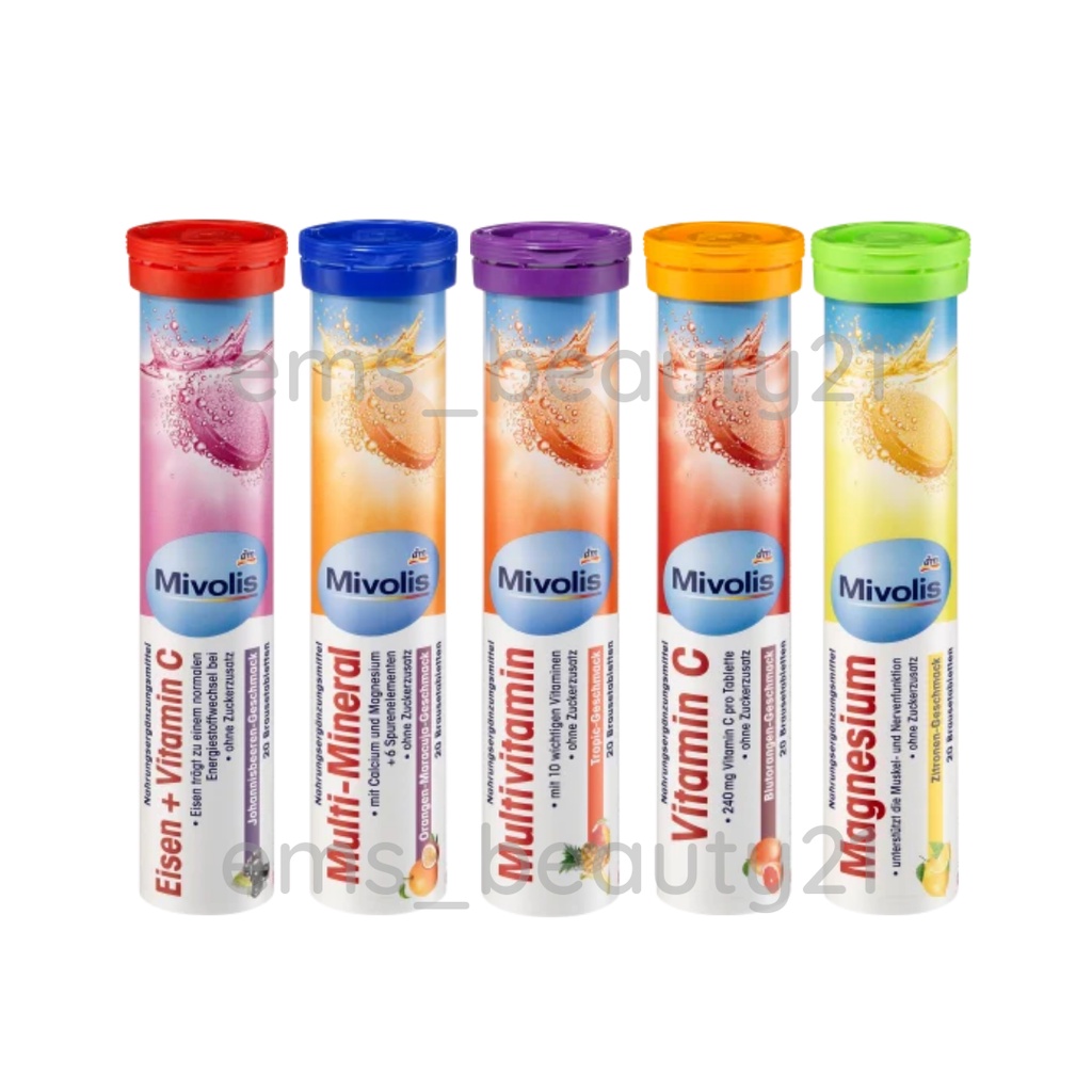 Viên Sủi Vitamin C Mivolis và Các Vị Khác Hỗ Trợ Tăng Cường Hệ Miễn Dịch 20 Viên của ĐỨC