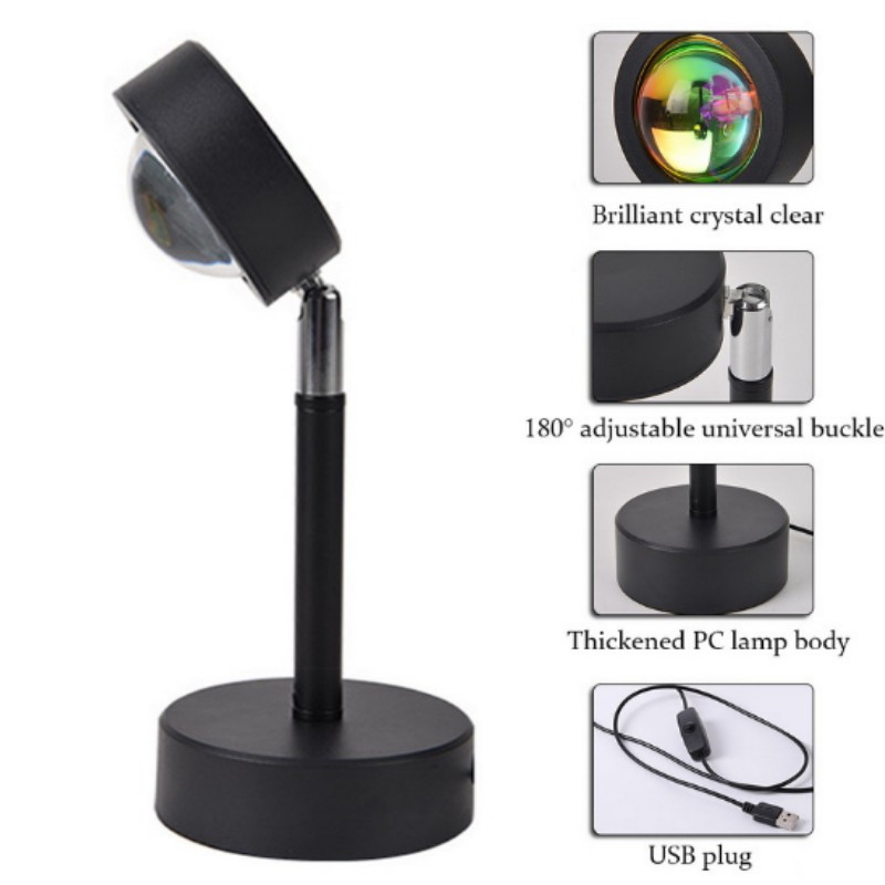 Tiktok Hot Đèn sàn chiếu hoàng hôn/mặt trời/cầu vồng trang trí hiện đại/Sunset Projection Light Rainbow đèn sống ảo