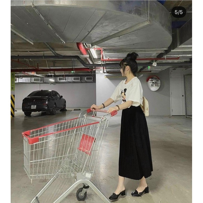 CHÂN VÁY MIDI XẾP LY TRƠN CẠP CHUN - MÃ HLE031 | BigBuy360 - bigbuy360.vn