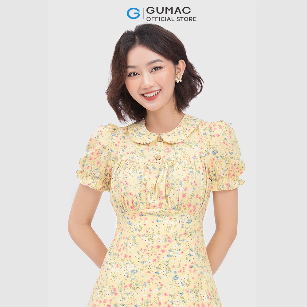 Đầm nữ hoa nhún ngực thời trang GUMAC DC04019 - mẫu mới