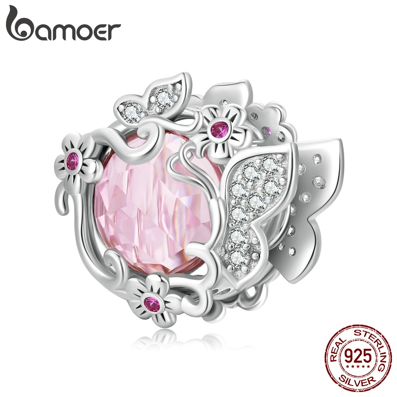 Phụ kiện BAMOER BSC552 bằng bạc 925 họa tiết bướm thời trang dùng làm vòng tay DIY đẹp mắt