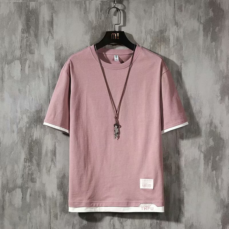 Áo Thun Tay Ngắn Cổ Tròn Màu Trơn Phong Cách Nhật Bản Thời Trang Cho Nam Nữ Size M-3XL