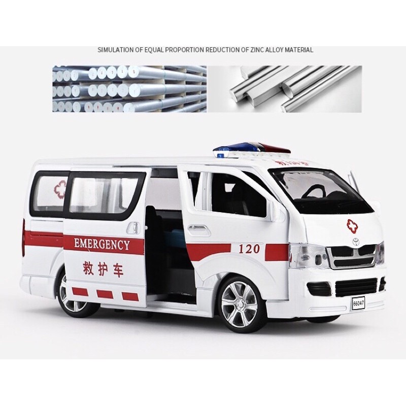 Mô Hình 1:32 Xe Cấp Cứu/ Xe cứu thương Emergency 120 Toyota Hiace 66047/ 68047 không kèm nhân vật