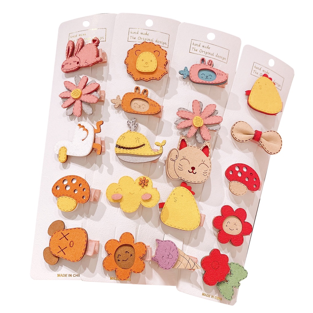 Bộ Kẹp Tóc Nhỏ Họa Tiết Trái Cây / Động Vật Phong Cách Hàn Quốc Dễ Thương Cho Bé Gái