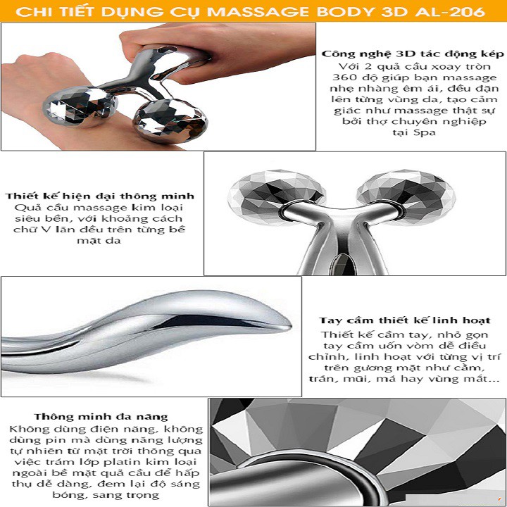 Massage 3D-Body 3D AL-206-Massage Cầm Tay Chống Lão Hóa Tạo Mặt Vline Eo thon Dáng Đẹp