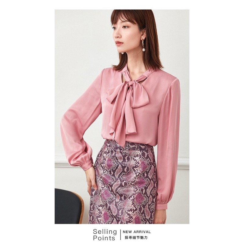 Áo sơmi lụa buộc nơ