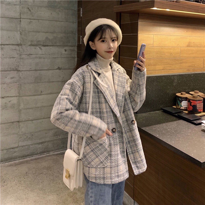 Áo khoác dạ kẻ mẫu mới nhất hàng QCCC