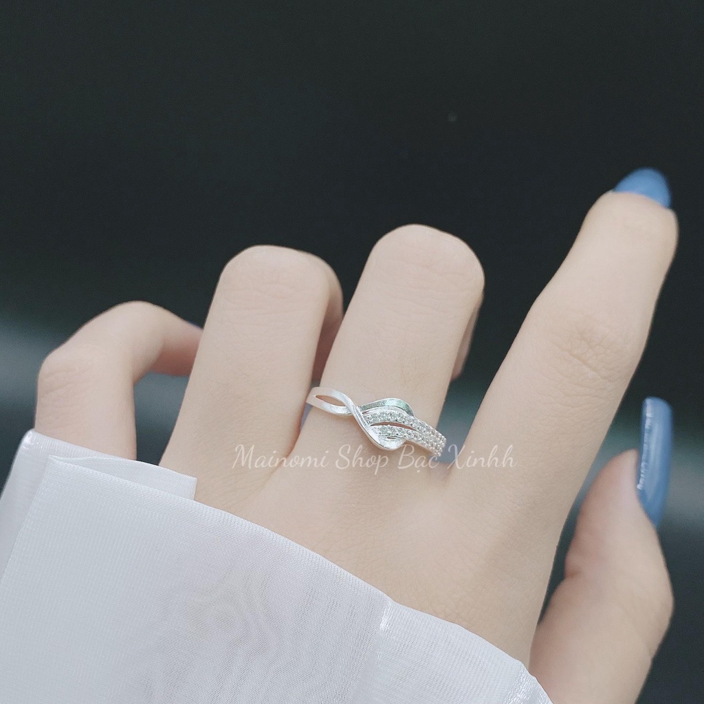 Nhẫn nữ lá lúa mã L0618 MAINOMI Nhẫn không đá cao thiết kế độc đáo cuốn hút