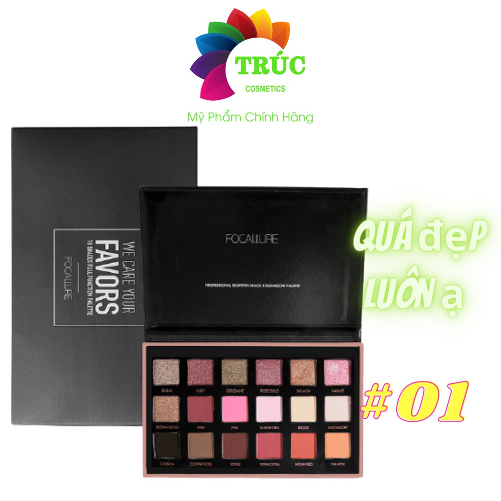 PHẤN MẮT FOCALLURE WE CARE YOUR FAVORS 18-COLOR EYESHADOW PALETTE #01 BRIGHT LUX