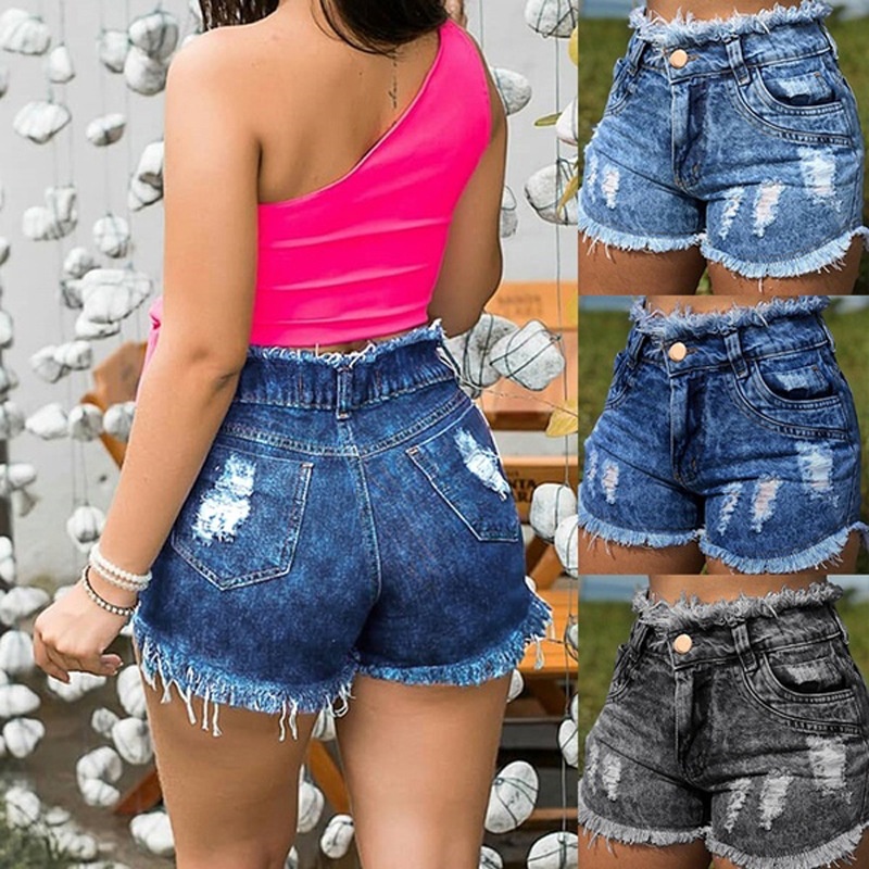 Quần Jean Qua Biên Giới Thương Mại Nước Ngoài Tại Chỗ Giải Trí Đô Thị Quần Short Thẳng Lưng Cao Quần Nữ Quần Jean Nữ Nhà Máy Sản Xuất Trực Tiếp Chân Rộng Lau Quần Chân Thẳng Quần Lọt Khe