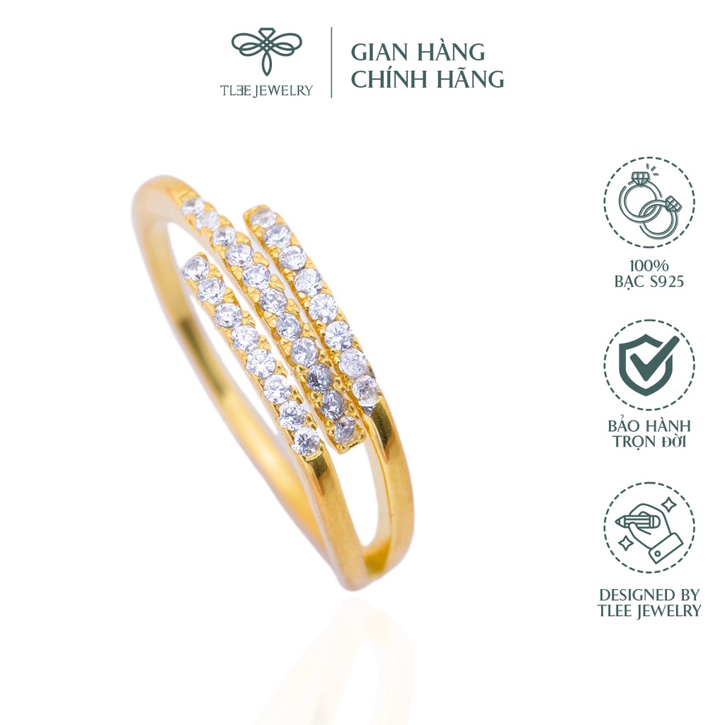 Nhẫn bạc nữ TLEE ghép mạ vàng 14k nạm đá cao cấp NCJ A0133