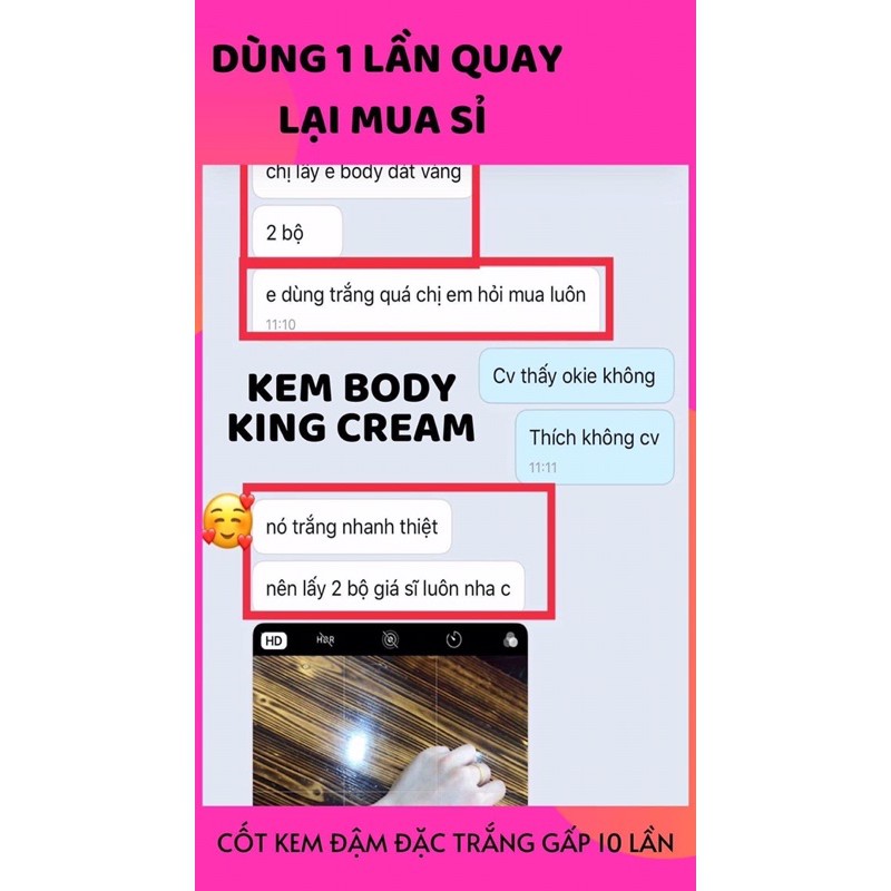 COMBO BODY VÀ TẮM TRẮNG KING CREAM