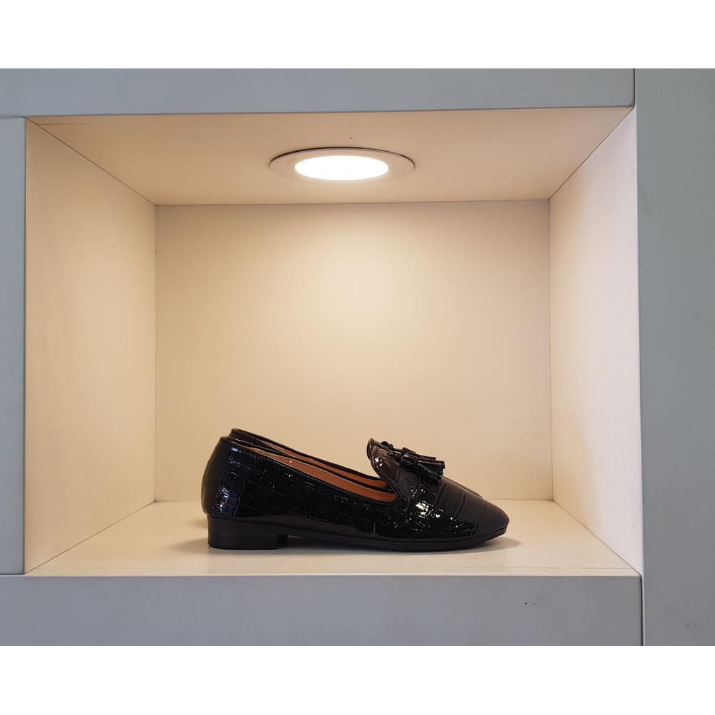 GIÀY BÚP BÊ MŨI TRÒN LOAFER ĐEN DA RẮN CLO002 | BigBuy360 - bigbuy360.vn