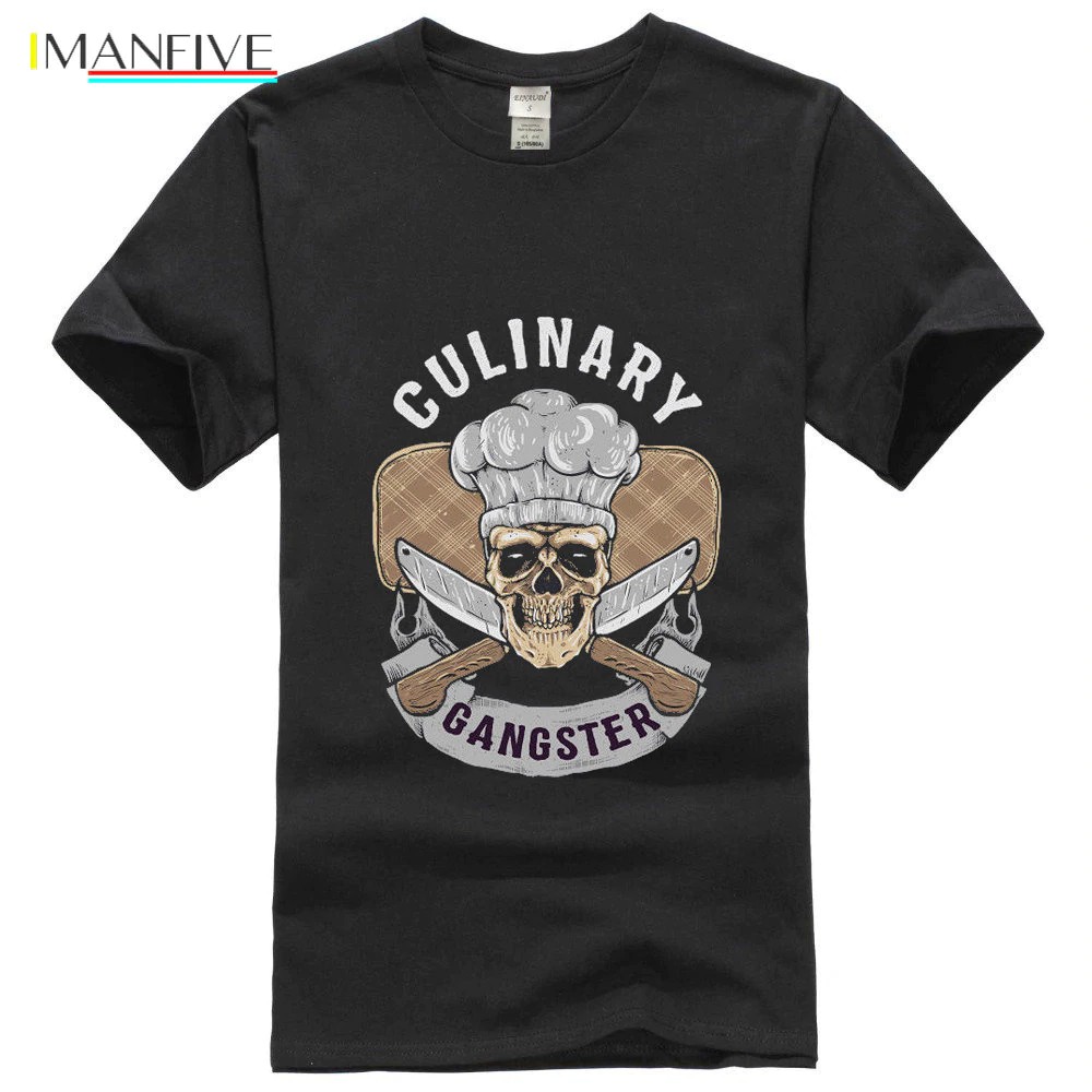 Culinary Gangster Funny Chef Cook Bbq Masterchef Baker Skull Hat Men'S T-Shirts Halloween Gift