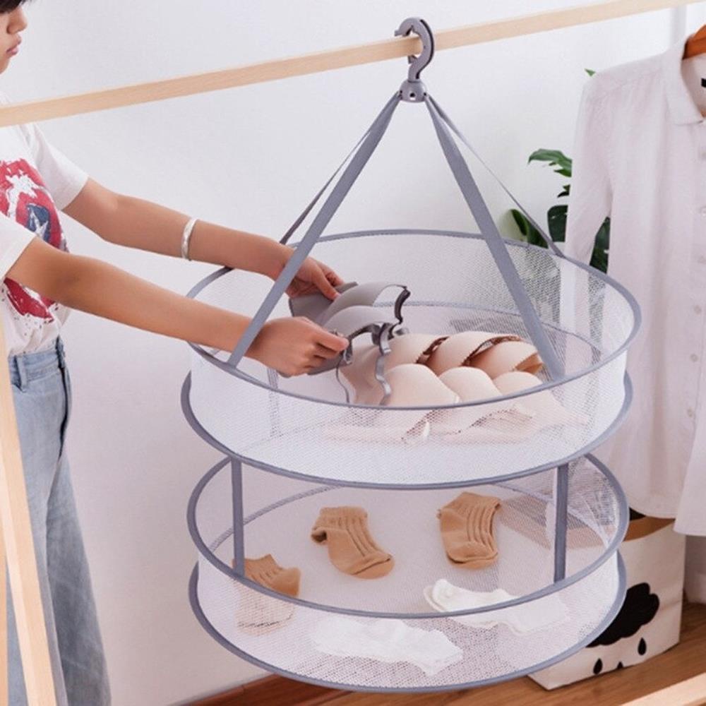 Giá phơi thú bông và đồ dày 2 tầng- Vải lưới tự bung gấp gọn mã 70053