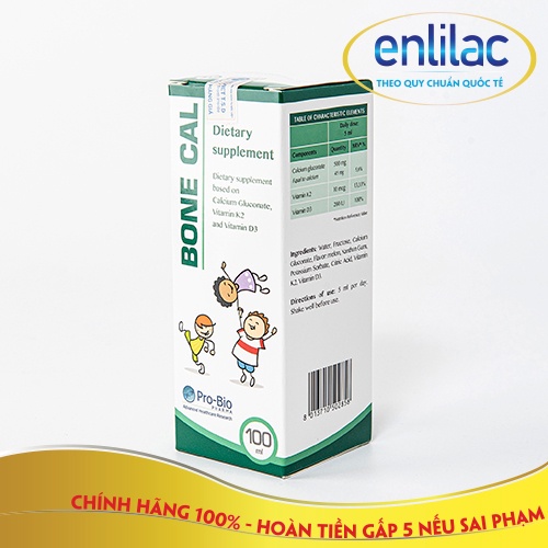 Siro Bone Cal bổ sung Canxi, Vitamin D3, K2 kích thích răng, xương chắc khỏe, phát triển chiều cao chai 100ml Italy