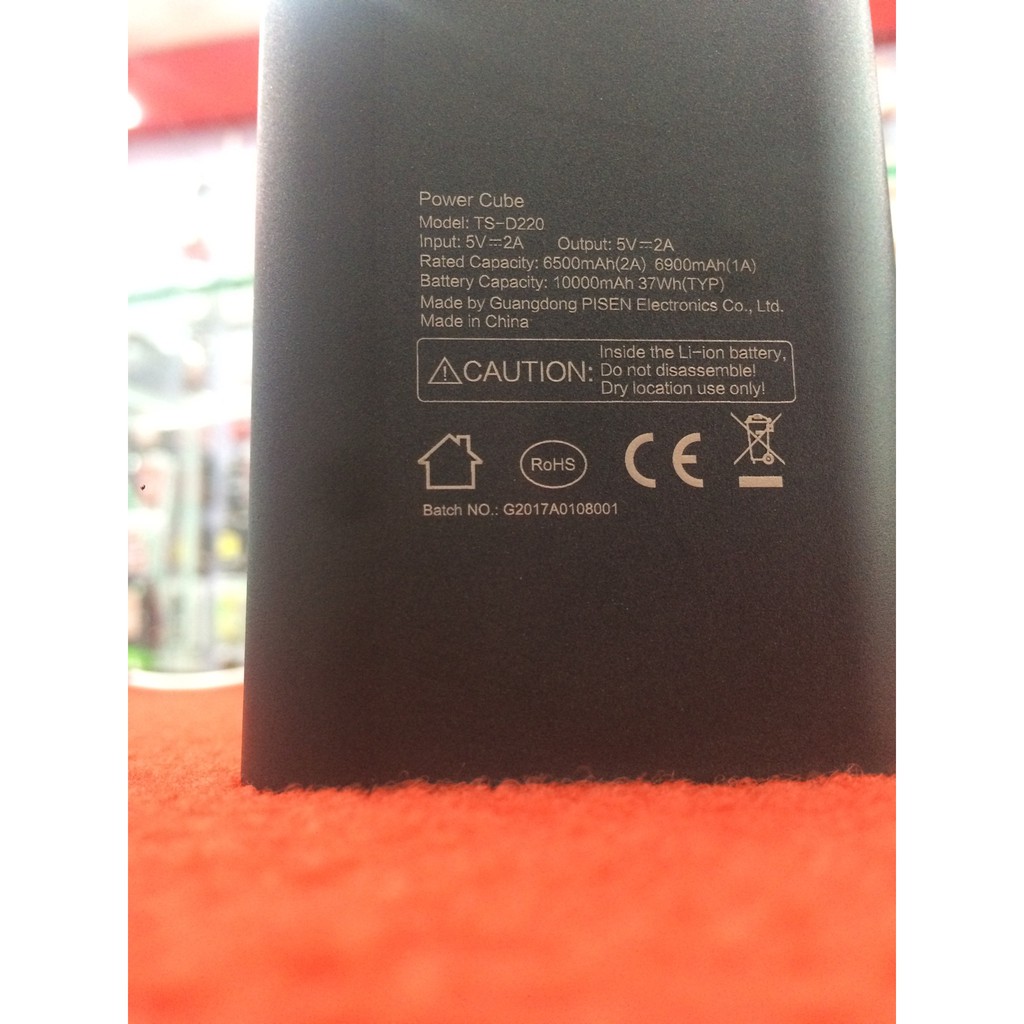 Sạc dự phòng PISEN Cube 10.000mAh TS-D220 (Chính hãng)(BM-01118)