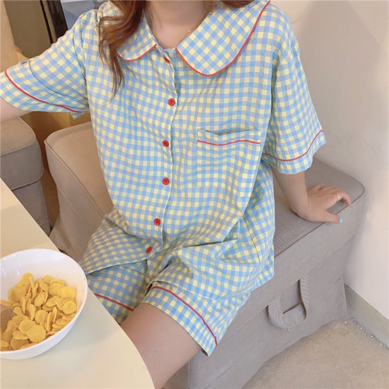 Bộ Đồ Ngủ Kẻ Sọc Kiểu Hàn Quốc Thời Trang Mùa Hè Cho Nữ