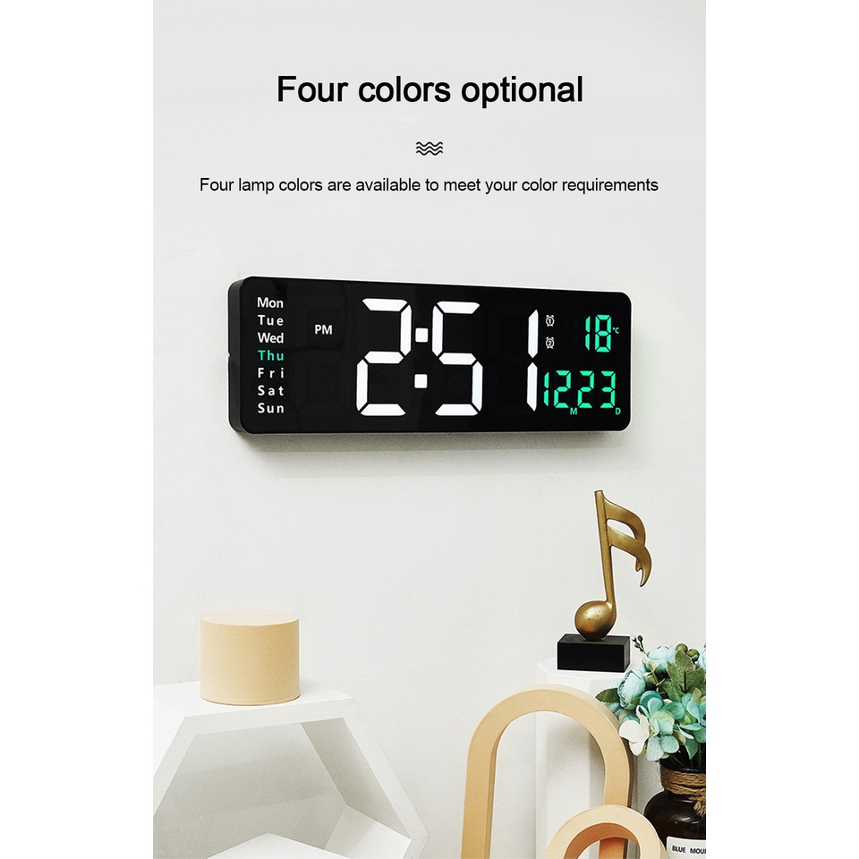 Đồng Hồ Treo Tường Điều Khiển Từ Xa Màn Hình LED Digital Clock