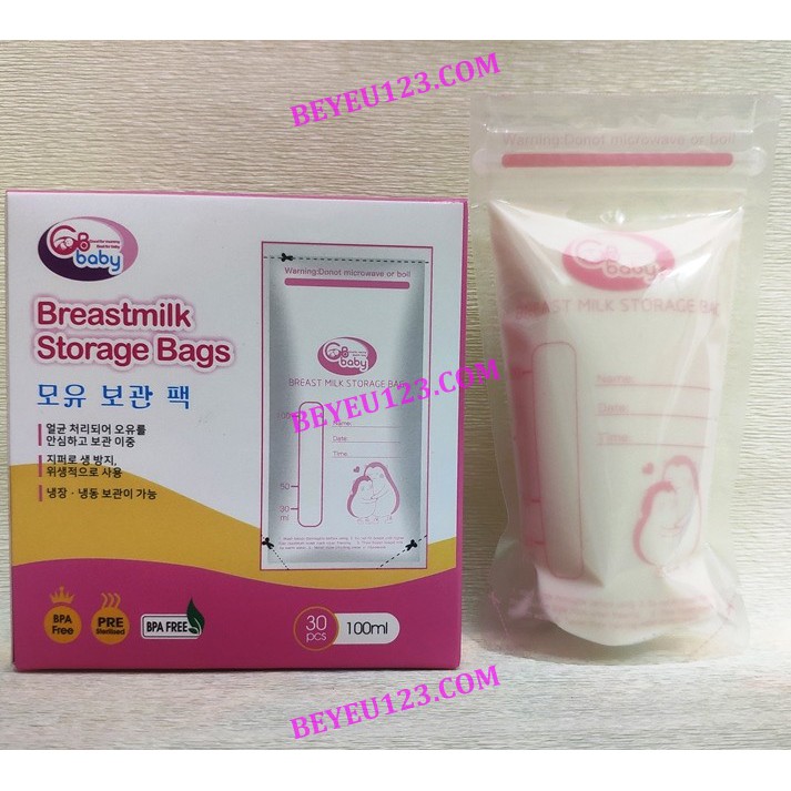 10 - 30 Túi trữ sữa mẹ 100ml GB BABY G30 (Công nghệ Hàn Quốc)