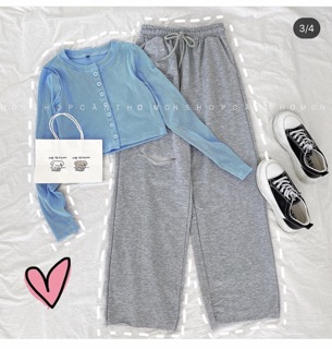 ��Set Quần Suông + Croptop Gài Nút TD