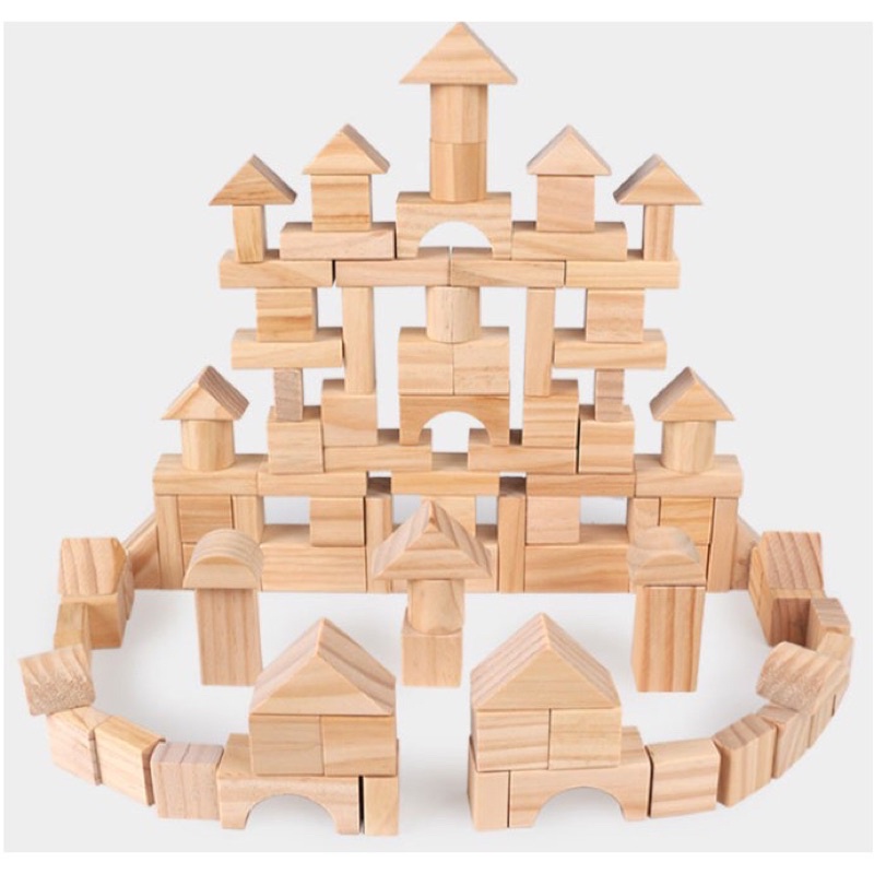 Đồ chơi xếp hình xây dựng 100 chi tiết gỗ thông minh, đồ chơi lắp ghép xếp các mô hình chi tiết gỗ trí tuệ cho bé