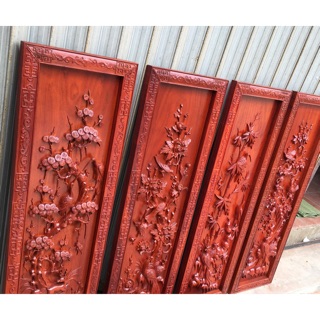 Tranh tứ quý kênh bong sơn pu 107x37x4