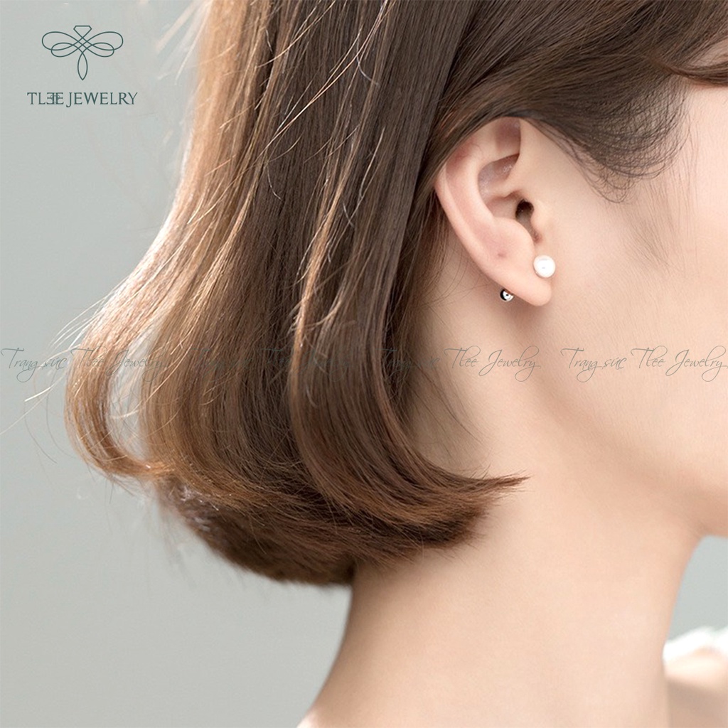 Khuyên tai bạc nữ TLEE ngọc trai nhân tạo chốt bi vặn xinh xắn NCJ B0205