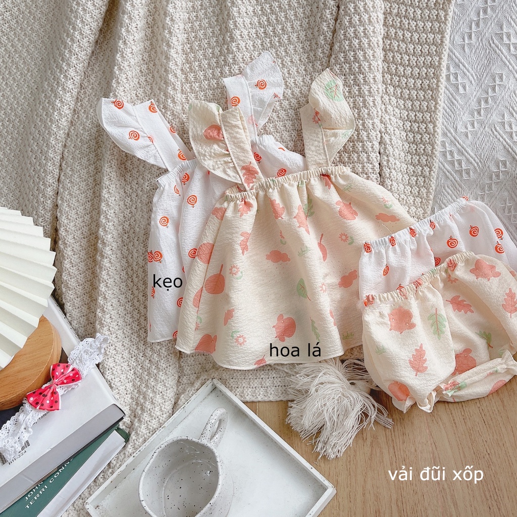 (6-16kg) Đồ bộ bé gái quần áo cánh tiên vải đũi QATE902 - bộ quần áo cho bé gái cánh tiên xinh xắn TB246