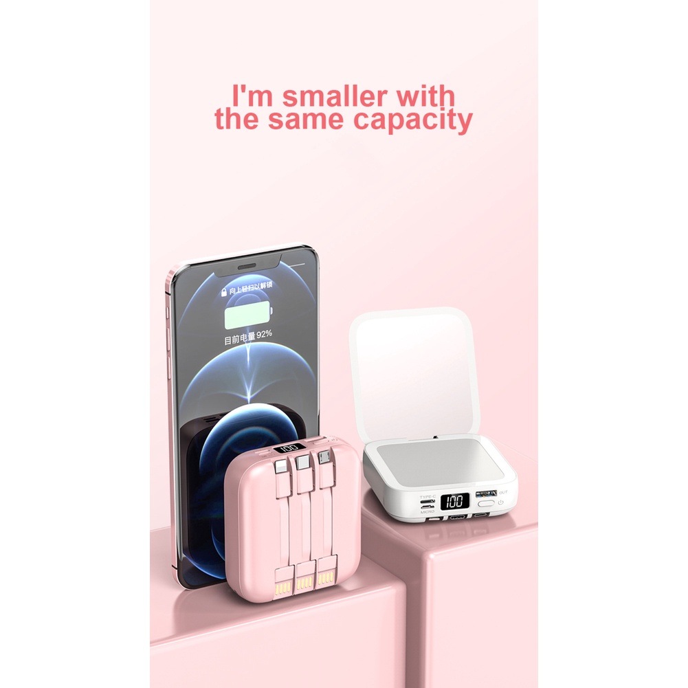 Sạc Dự Phòng Mini Tự Điều Chỉnh Được Có Gương Trang Điểm Mới