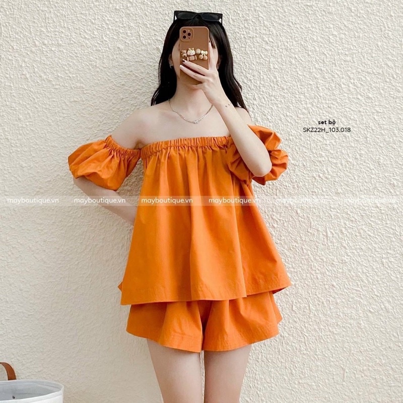 Set trễ vai tay phồng