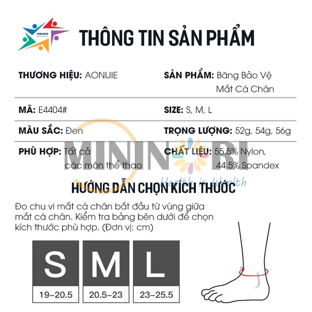 [Mã MINI20k hoàn 10% đơn 199K tối đa 20K xu]Bó Gót Bảo Vệ Mắt Cá Chân Thể Thao Aonijie E4404 - Ôm Sát