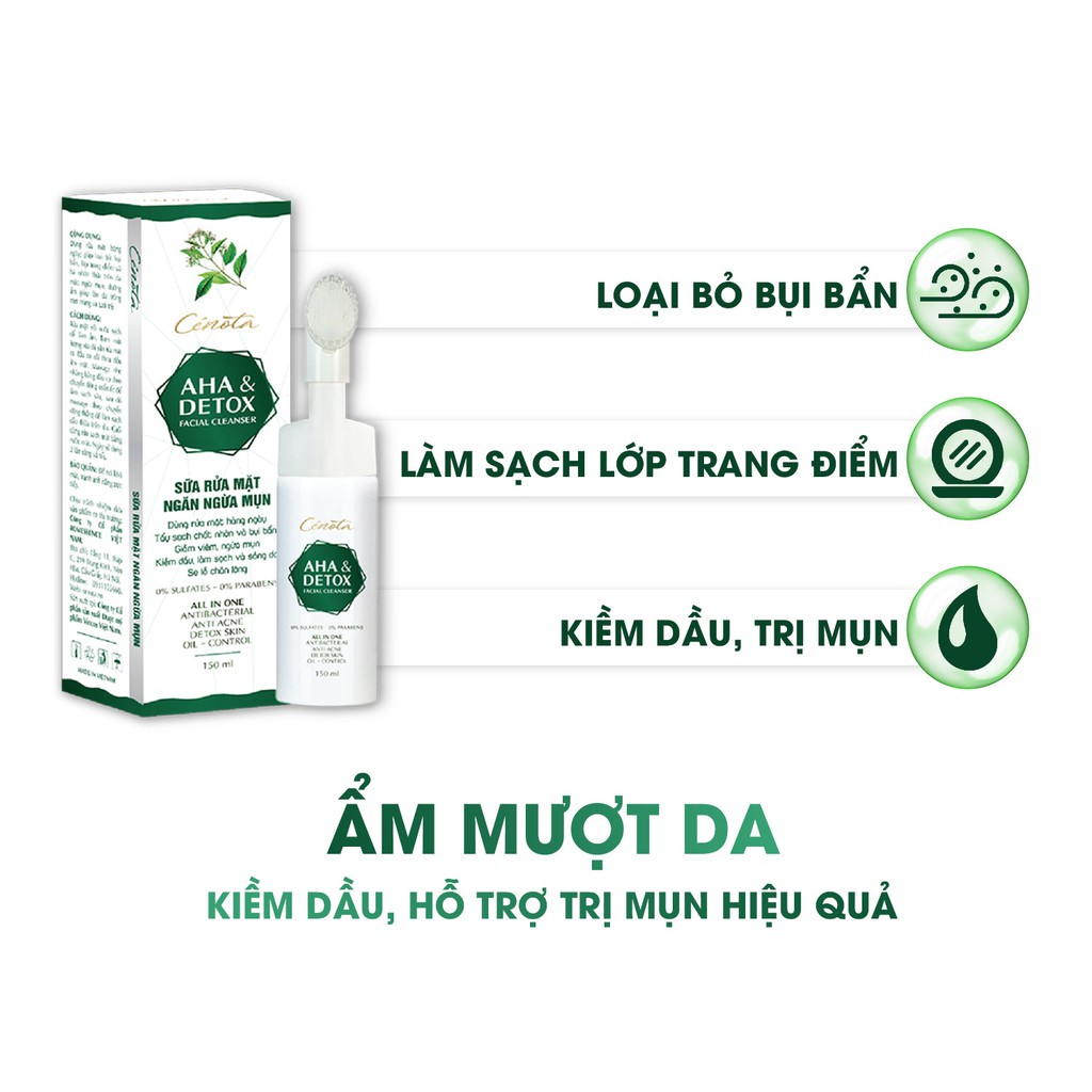 Sữa rửa mặt AHA Detox 150ml, sữa rửa mặt giúp tạo bọt, kiềm dầu, sáng ra, inis store | BigBuy360 - bigbuy360.vn