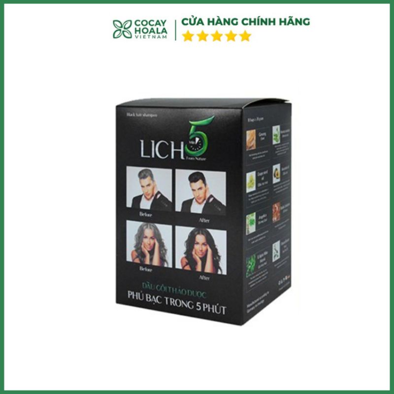Dầu gội nhuộm tóc phủ bạc Lich5 - dầu gội nhuộm tóc thảo dược -Không Xót Da Đầu & An Toàn Cho Da