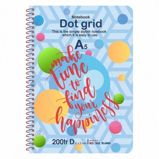 Sổ lò xo đơn KLONG A5 Dot Grid ruột chấm 70/76; MS: 968
