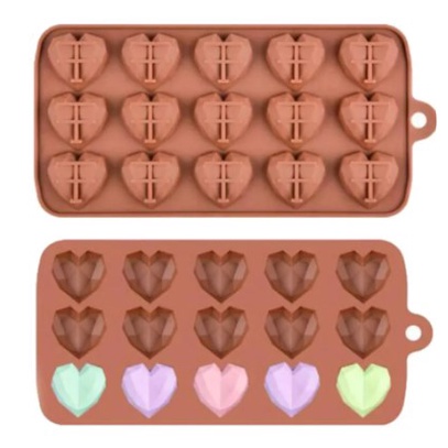 Khuôn sô cô la hình trái tim 15 ô 3D
