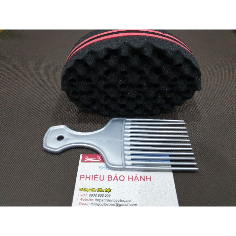 Bộ Lược Tạo Kiểu Tóc Premlock + Mút Làm Tóc Châu Phi.(Ảnh thật)