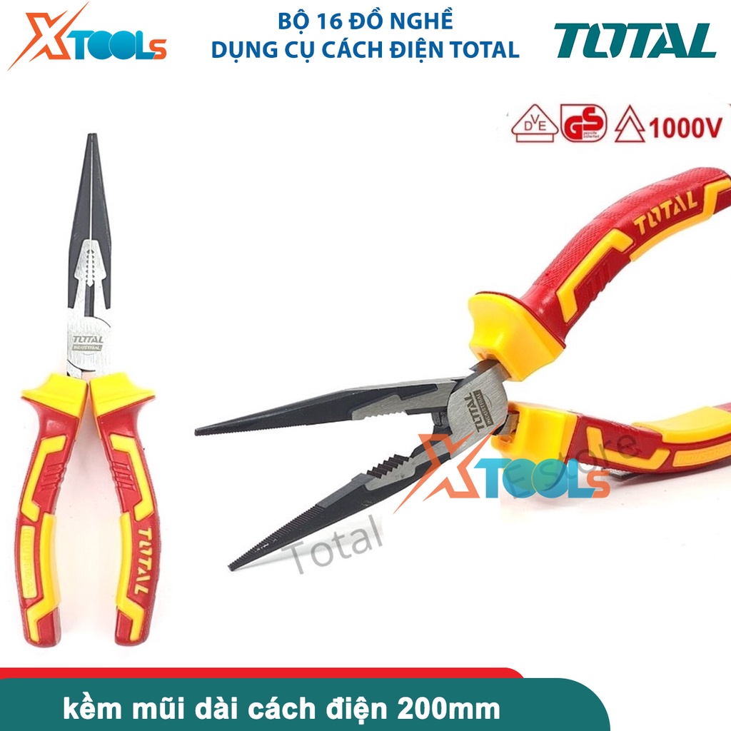 Bộ 16 công cụ dụng cụ cách điện TOTAL THKITH1601, bộ 16 chi tiết cách điện có chứng nhận 1000V, VDE/GS-CHÍNH HÃNG-XTOOLS
