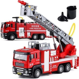 ĐỒ CHƠI XE CỨU HOẢ PHUN NƯỚC HỘP KIM TỈ LỆ 1:50