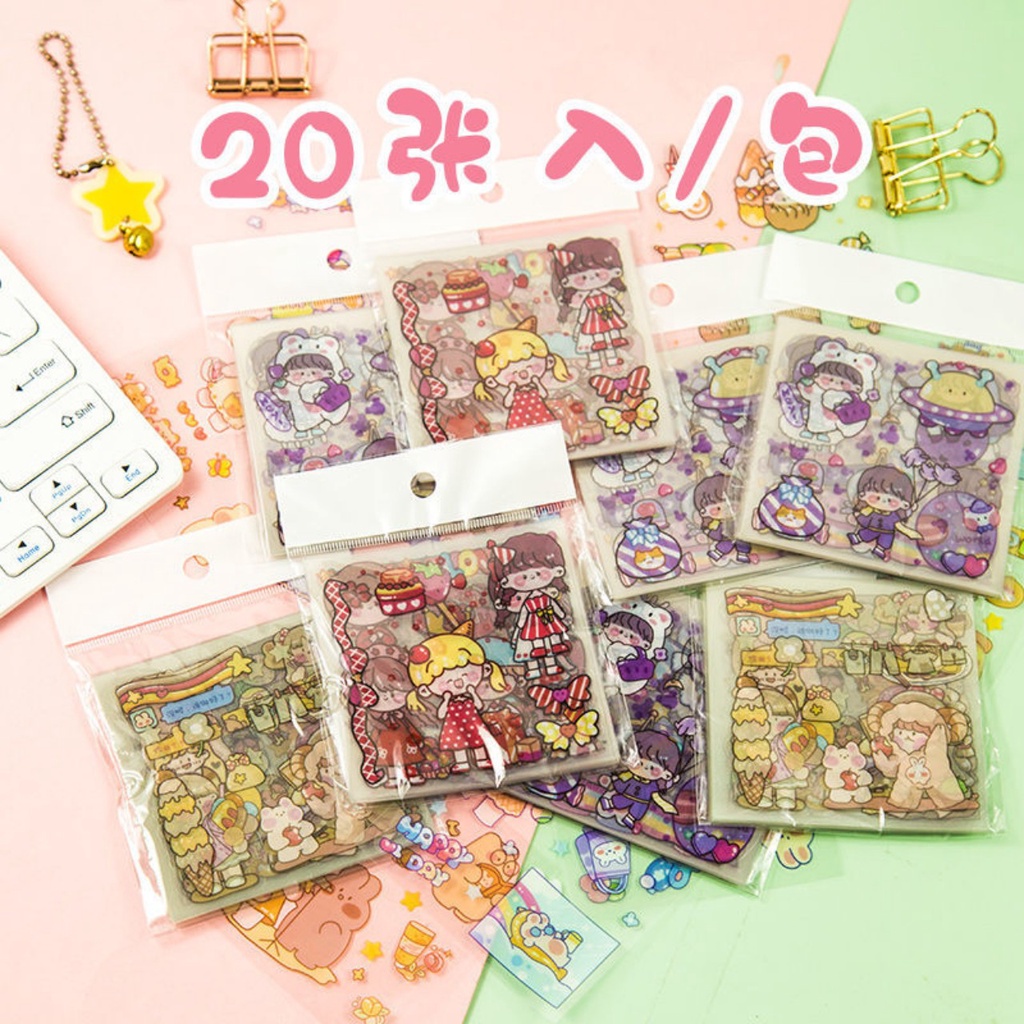 Bộ 20 Tấm Hình Dán Hoạt Hình Chống Thấm Nước